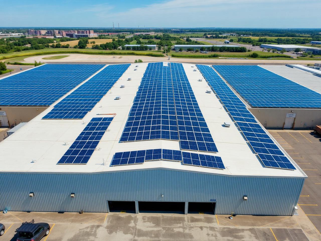 Photovoltaikanlage auf einem großen Logistikdach